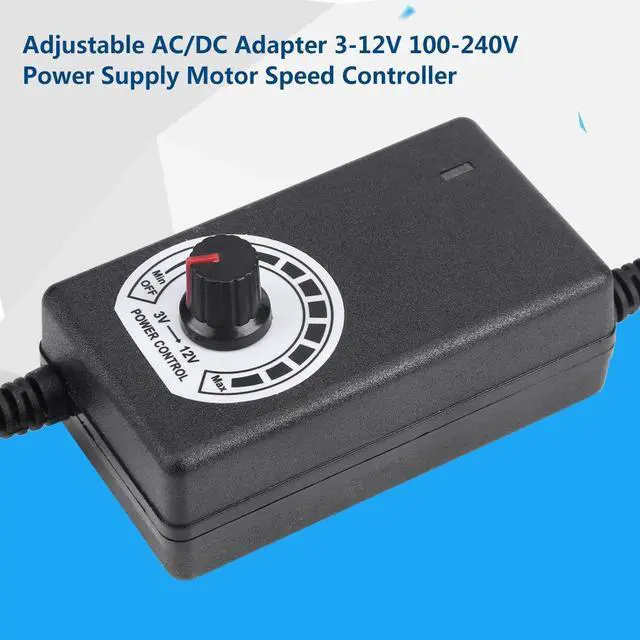 Alt view image 4 of 5 - AC to DC Adapter Converter 3-12V 2A Adjustable Power Supply Motor Speed Controller with US Plug