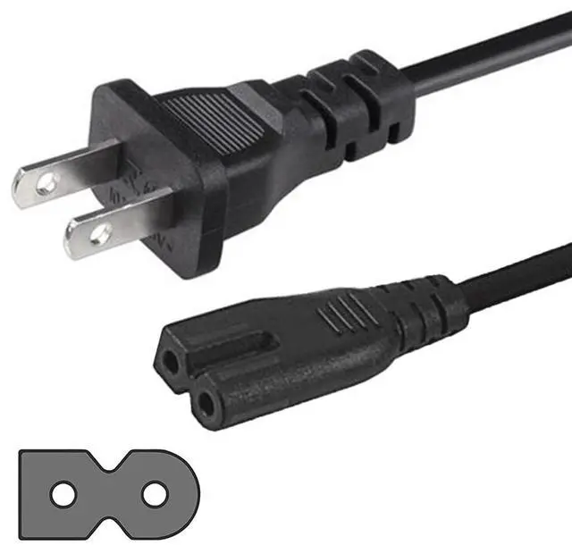 Main image of 18AWG 2-Prong to Square/Round Connector AC Universal Replacement Power Cable Universal Wire PVC Black Cord 15 feet