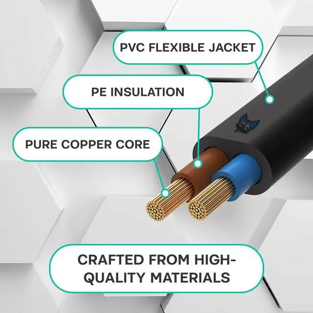 Alt view image 2 of 6 - 18AWG 2-Prong to Square/Round Connector AC Universal Replacement Power Cable Universal Wire PVC Black Cord 15 feet