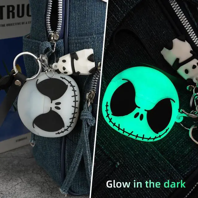 Alt view image 7 of 7 - for Samsung Galaxy Buds 3 FE / 3/3 Pro Case, Glow in the Dark | with Cleaner kit & Cute Panda Keychain, Soft Silicone Christmas Skull Cover for Buds Pro 3 Case for Women Men