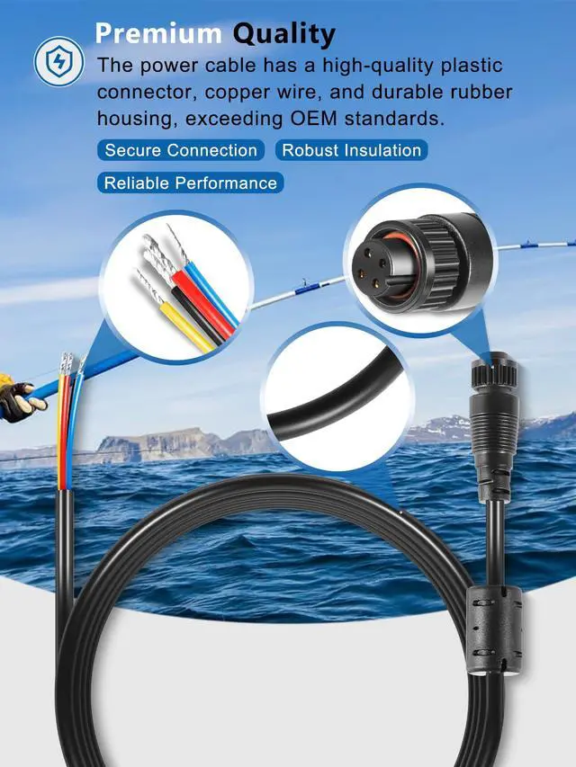 Alt view image 4 of 7 - Replacement for Simrad Navico 4-Pin Power Cable for NSS EVO1, 2, 3, NSE LSS1 BSM GO & More Replacement
