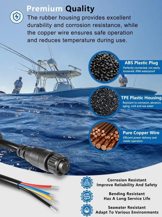 Alt view image 5 of 7 - Replacement for Simrad Navico 4-Pin Power Cable for NSS EVO1, 2, 3, NSE LSS1 BSM GO & More Replacement