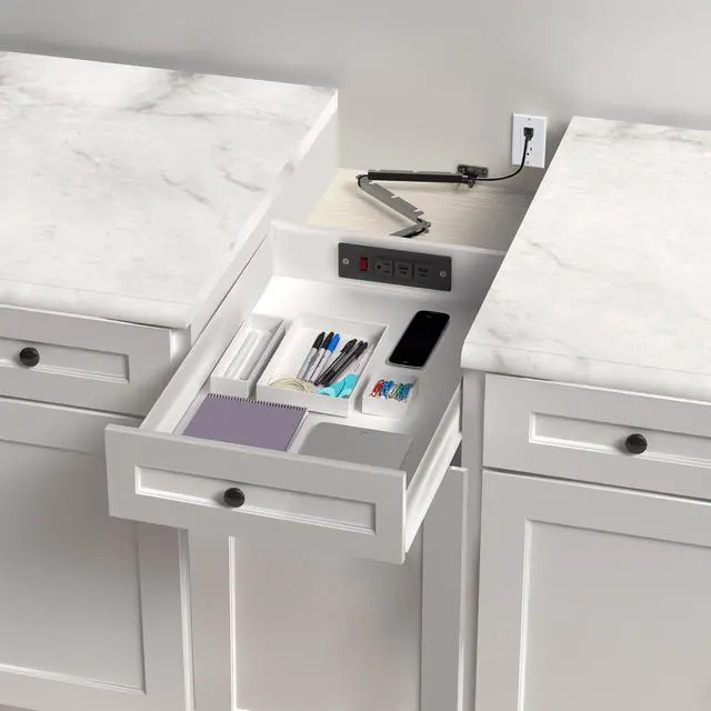 Alt view image 2 of 6 - Compact in-Drawer Charging Station Power Strip with 2 USB-A, 2 USB-C, AC Outlet, Black, LF-DOC1