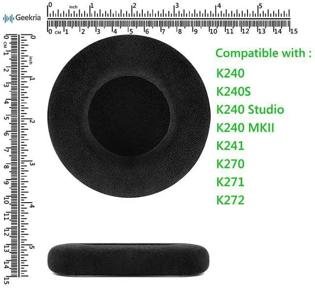 Alt view image 6 of 6 - Comfort Velour Replacement Ear Pads for AKG K240/ K240S/ K240MKII/ K241/ K270/ K271/ K271S/ K272/ K52/ K72/ K92/ K242/ K340/ K550/ K551 Headphones, with Video Guide (Black)