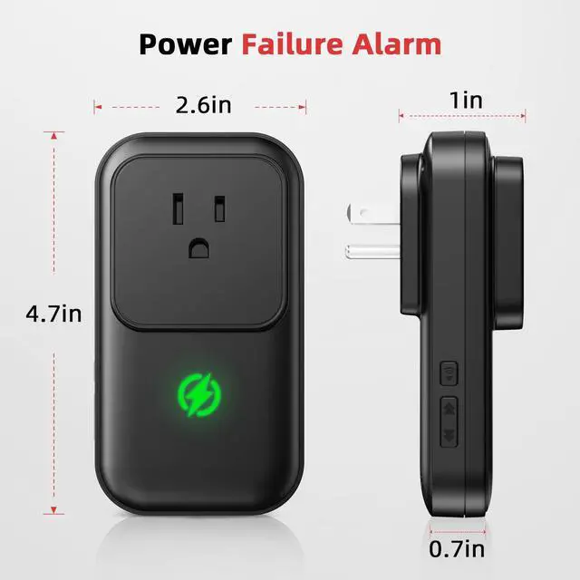 Alt view image 2 of 7 - Power Outage Alarm Frezzer Power Failure Alarm | with 110dB Adjustable LED Indicator 12H Alert Power Out Detector Alert for Refrigerator, Sump Pumps