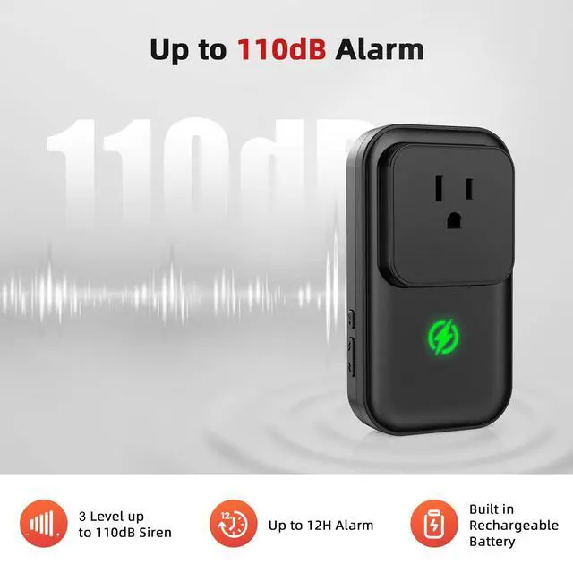 Alt view image 3 of 7 - Power Outage Alarm Frezzer Power Failure Alarm | with 110dB Adjustable LED Indicator 12H Alert Power Out Detector Alert for Refrigerator, Sump Pumps