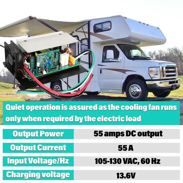 Alt view image 5 of 6 - WF-8955-MBA Power Converter Assembly, 55 Amp for WF-8955PEC & Parallax 7155 Converter for 12V RV Lead-Acid Battery