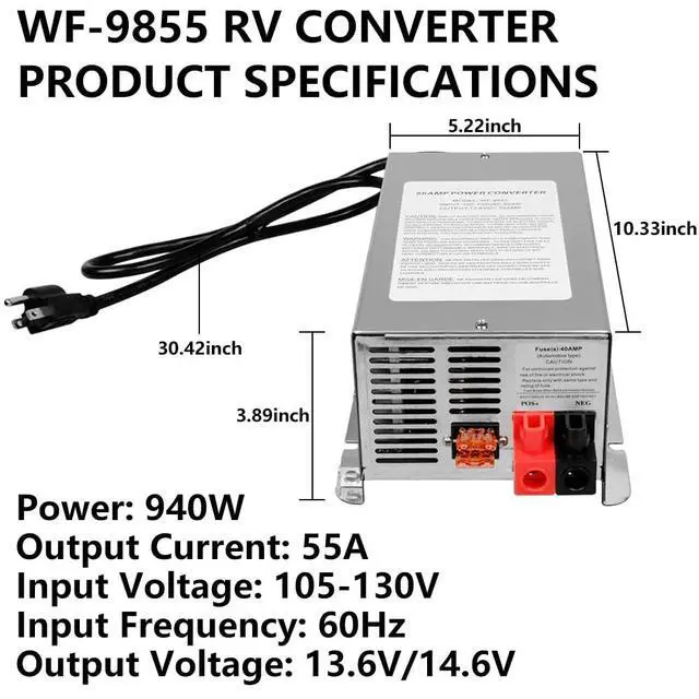 Alt view image 2 of 5 - WF-9855 55 Amp Power Converter, Rv Power Converter, WF-9855-AD, Replace for RV Trailer Camper 9800 Series, WF-9855-AD, Replace WF-9855, WF-9855-MBA