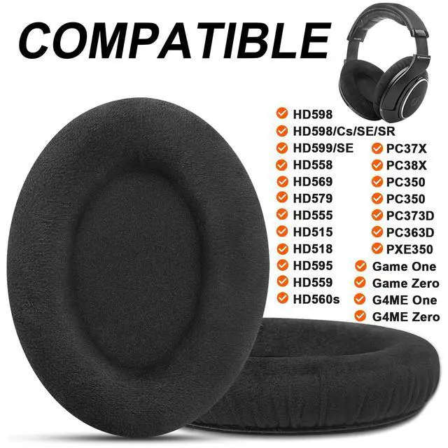 Alt view image 2 of 7 - GVOEARS Replacement Earpads Cushions for Sennheiser HD598/HD598 Cs/HD598 SE/HD598 SR/HD558/HD599/HD569/HD579/HD515/HD555/HD560s/HD518 Headphones Ear EADS, Soft Memory Foam, Upgraded Velour Fabric