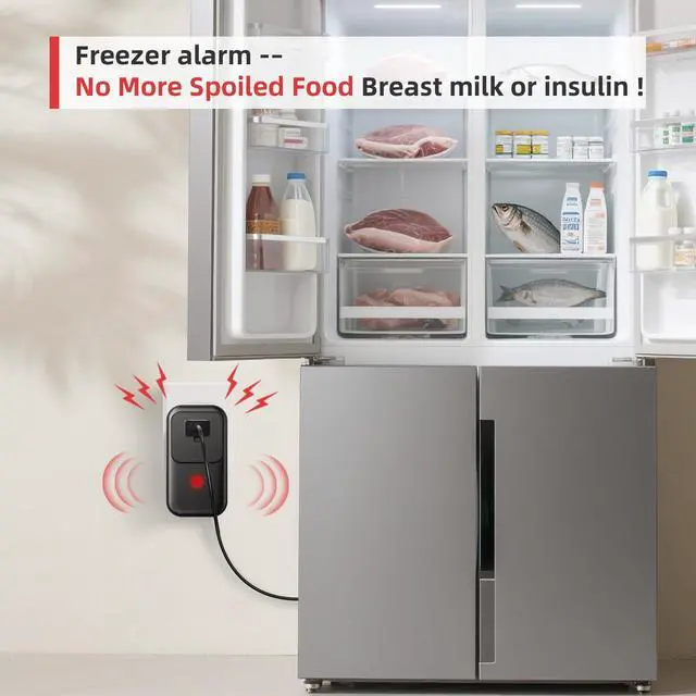 Alt view image 5 of 7 - Power Outage Alarm Frezzer Power Failure Alarm | with 110dB Adjustable LED Indicator 12H Alert Power Out Detector Alert for Refrigerator, Sump Pumps