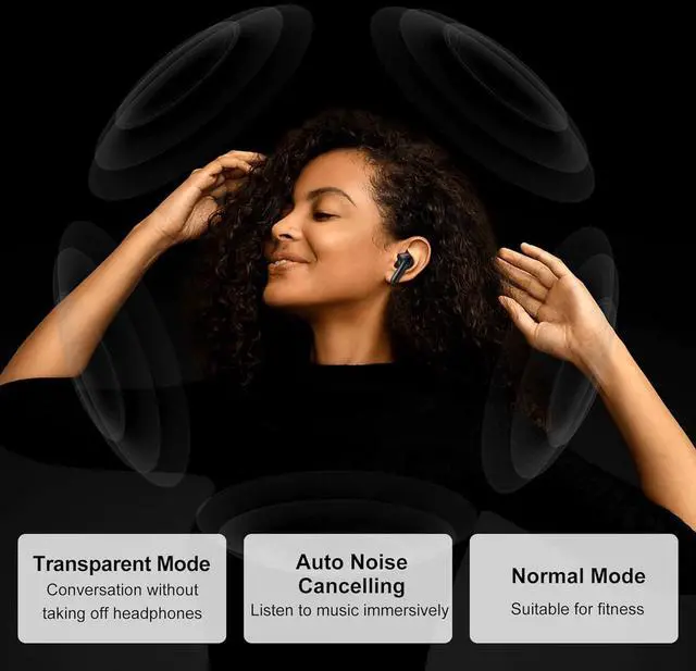 Alt view image 5 of 7 - Earbuds, Wireless Earbuds, Headphones 56H IPX7 ENC Bass for iOS/Android | Featherlight Comfort, Ultra-light 4.1g ergonomic design provides all-day pressure-free wear