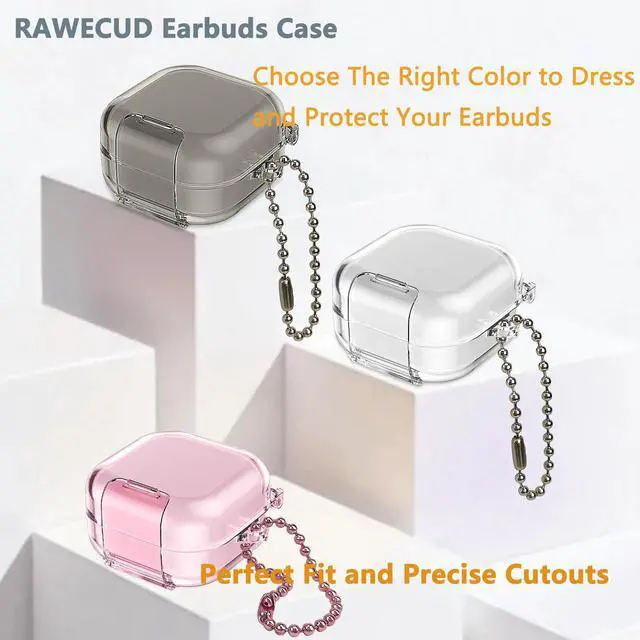 Alt view image 6 of 7 - Case for Samsung Galaxy Buds 4 Pro/Galaxy Buds 4 Accessories | Hard Carrying Case and Shockproof Protective Cover with Ball Ring and Metal Carabiner, for Men and for Women (Pink)
