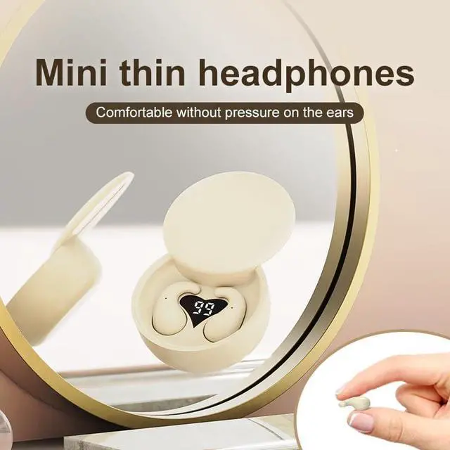 Alt view image 3 of 6 - Mini Invisible Earbuds Bluetooth 5.4,Sleep Earbuds for Side Sleepers, Mini Noise Blocking Sleep Earphones,Sleep Friendly Side Sleeping Earphones, for Work (Khaki)