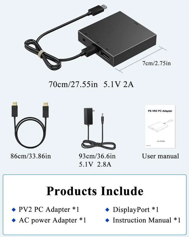 Alt view image 6 of 7 - PC Adapter for VR2 Headset Designed for VR2 Gaming with Windows PC, Compatible with Steam, Stable Signal Conversion, Expand VR Game Library, Durable Aluminum Alloy Housing