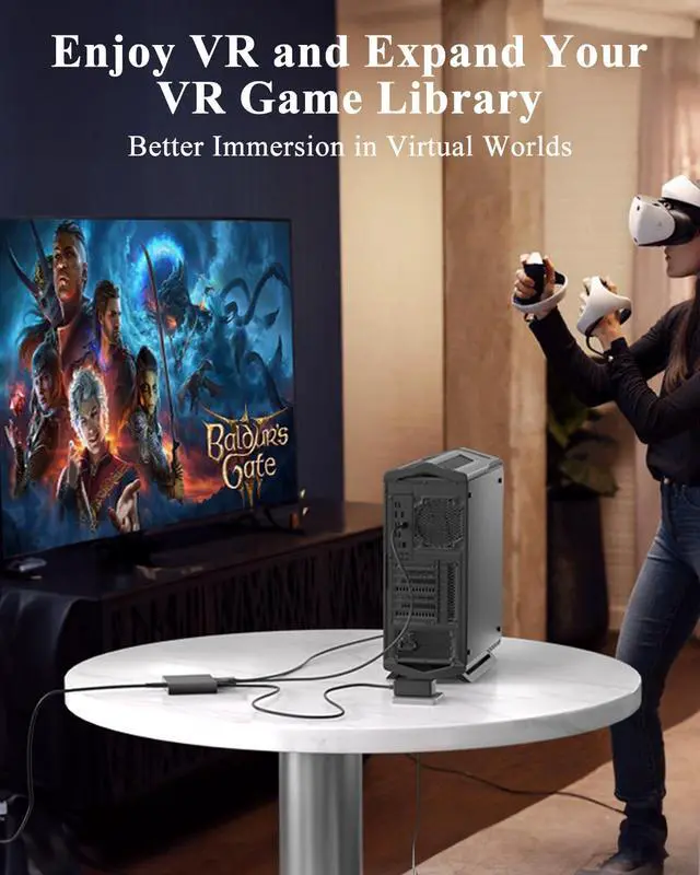 Alt view image 7 of 7 - PC Adapter for VR2 Headset Designed for VR2 Gaming with Windows PC, Compatible with Steam, Stable Signal Conversion, Expand VR Game Library, Durable Aluminum Alloy Housing