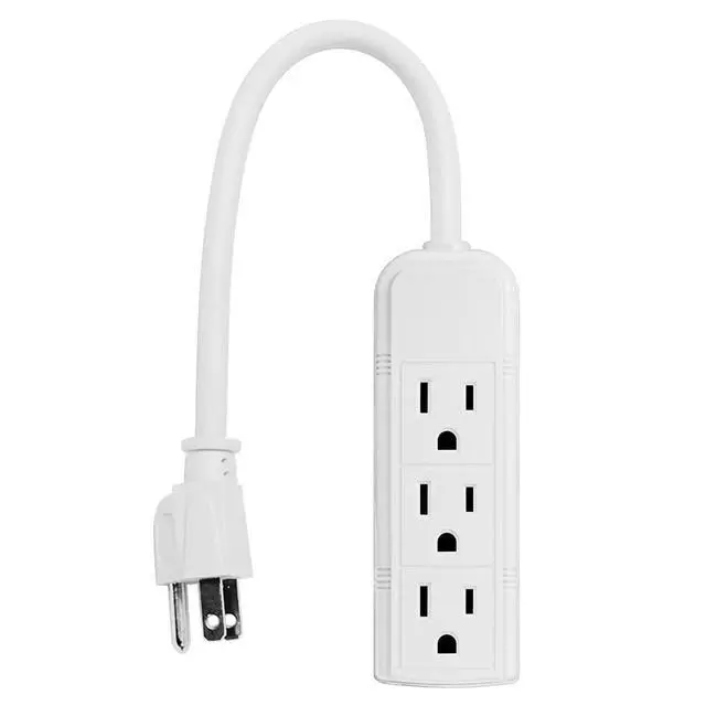 Alt view image 2 of 5 - Uninex PS28E WTv2 Compact Grounded 3-Outlet Power Strip, 1-Foot | Value Pack, ETL Listed, White, 10-Pack
