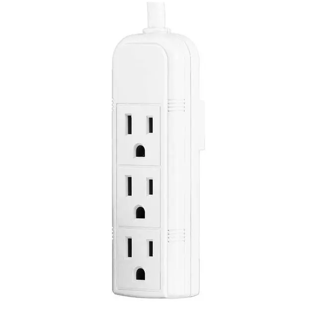Alt view image 3 of 5 - Uninex PS28E WTv2 Compact Grounded 3-Outlet Power Strip, 1-Foot | Value Pack, ETL Listed, White, 10-Pack