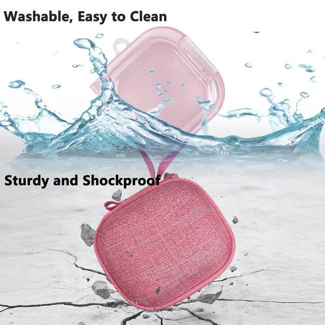 Alt view image 7 of 7 - Case for Samsung Galaxy Buds 4 Pro/Galaxy Buds 4 Accessories | Hard Carrying Case and Shockproof Protective Cover with Ball Ring and Metal Carabiner, for Men and for Women (Pink)