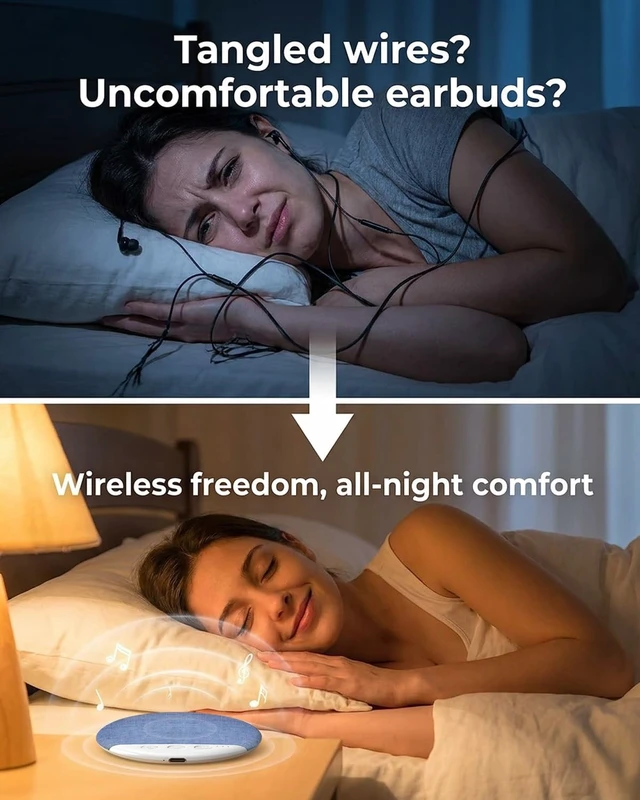 Alt view image 3 of 6 - Under Pillow Speaker for Sleeping, Bluetooth Sleep Speaker with White Noise Machine and Timer, Headphone-Free Mini Sound Speaker for Side Sleepers (Slate Blue)