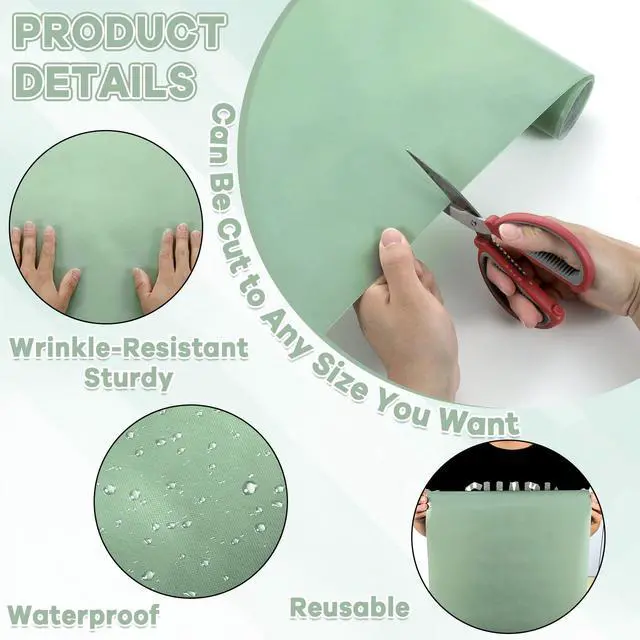 Alt view image 3 of 6 - Sage Green Bulletin Board Paper Roll Non-Woven Fabric Bulletin Board Background Reusable Waterproof Classroom Poster Fade Resistant Poster for Classroom Decor Wrapping Craft Supplies 15.6 in x 12 Ft