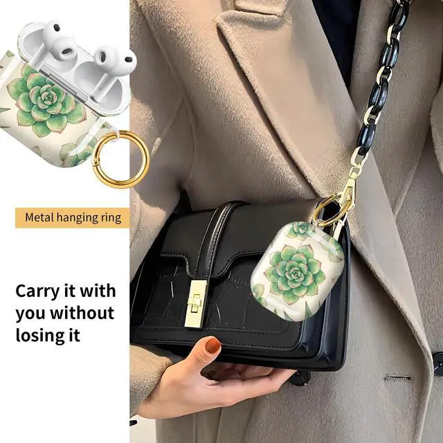 Alt view image 2 of 6 - Compatible with AirPod Pro 3 Case, Cute Hard TPU Protective Cover with Keychain, Shockproof Design Case for Women & Girls,Cute Succulent Cactus Plant