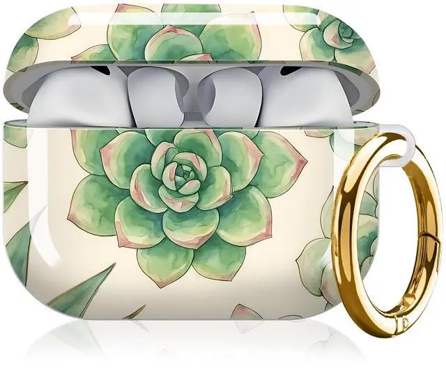 Main image of Compatible with AirPod Pro 3 Case, Cute Hard TPU Protective Cover with Keychain, Shockproof Design Case for Women & Girls,Cute Succulent Cactus Plant