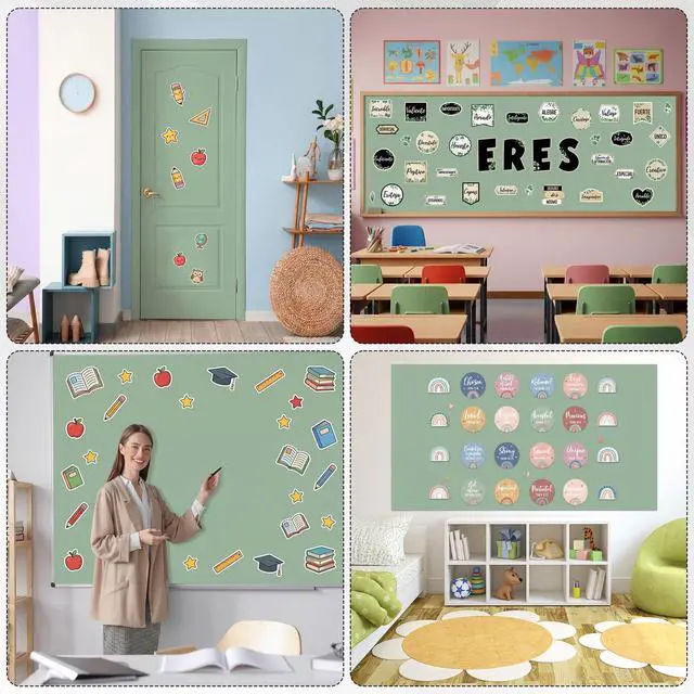 Alt view image 6 of 6 - Sage Green Bulletin Board Paper Roll Non-Woven Fabric Bulletin Board Background Reusable Waterproof Classroom Poster Fade Resistant Poster for Classroom Decor Wrapping Craft Supplies 15.6 in x 12 Ft