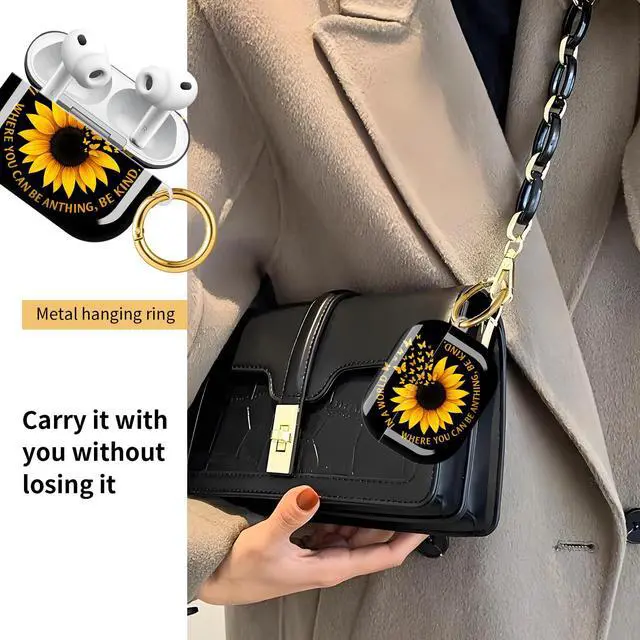 Alt view image 2 of 6 - Compatible with AirPod Pro 3 Case, Cute Hard TPU Protective Cover with Keychain, Shockproof Design Case for Women & Girls,Be Kind Sunflower