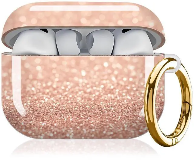 Main image of Compatible with AirPod Pro 3 Case, Cute Hard TPU Protective Cover with Keychain, Shockproof Design Case for Women & Girls,Rose Gold