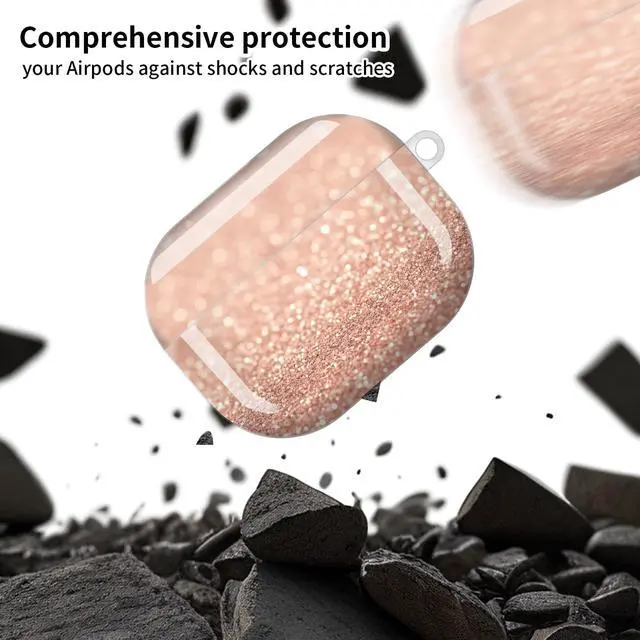 Alt view image 4 of 6 - Compatible with AirPod Pro 3 Case, Cute Hard TPU Protective Cover with Keychain, Shockproof Design Case for Women & Girls,Rose Gold