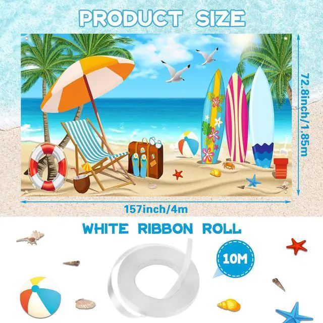 Alt view image 2 of 6 - Summer Garage Door Decorations 6 x 13 ft Summer Beach Garage Door Banner Cover Ocean Vacation Beach Backdrop Decoration for Indoor Outdoor Photography Photo Booth Background Hanging Decor