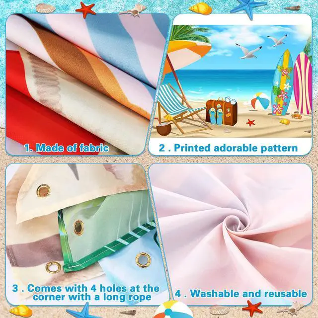Alt view image 4 of 6 - Summer Garage Door Decorations 6 x 13 ft Summer Beach Garage Door Banner Cover Ocean Vacation Beach Backdrop Decoration for Indoor Outdoor Photography Photo Booth Background Hanging Decor