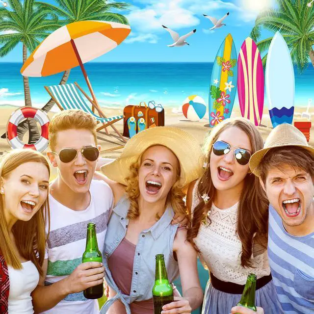 Alt view image 6 of 6 - Summer Garage Door Decorations 6 x 13 ft Summer Beach Garage Door Banner Cover Ocean Vacation Beach Backdrop Decoration for Indoor Outdoor Photography Photo Booth Background Hanging Decor