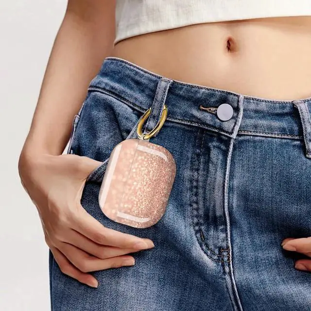 Alt view image 6 of 6 - Compatible with AirPod Pro 3 Case, Cute Hard TPU Protective Cover with Keychain, Shockproof Design Case for Women & Girls,Rose Gold