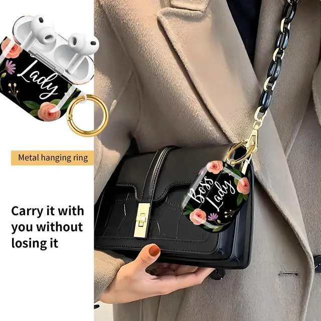 Alt view image 2 of 6 - Compatible with AirPod Pro 3 Case, Cute Hard TPU Protective Cover with Keychain, Shockproof Design Case for Women & Girls,Floral Boss Lady