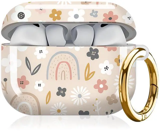 Main image of Compatible with AirPod Pro 3 Case, Cute Hard TPU Protective Cover with Keychain, Shockproof Design Case for Women & Girls,Cute Flowers Rainbow