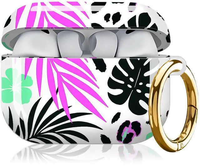 Main image of Compatible with AirPod Pro 3 Case, Cute Hard TPU Protective Cover with Keychain, Shockproof Design Case for Women & Girls,Tropical Leaf Wild Leopard