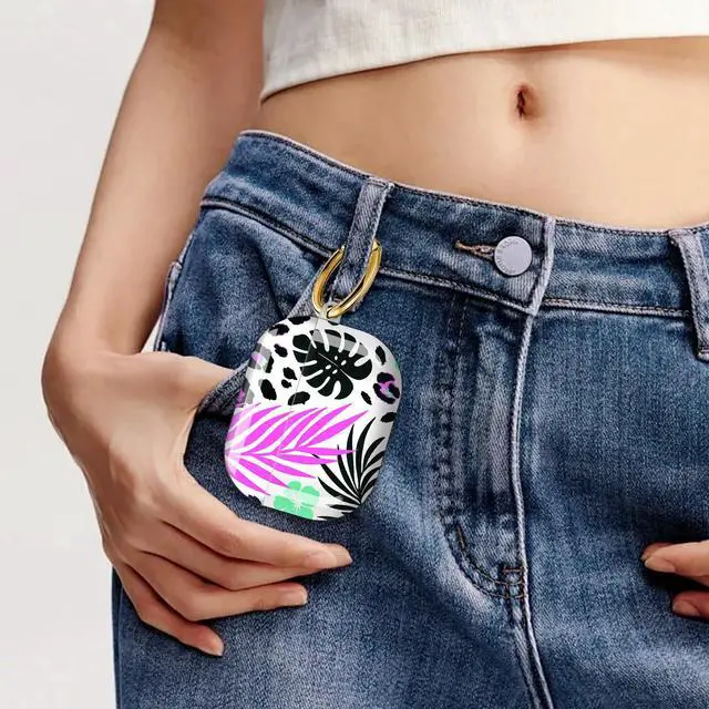 Alt view image 6 of 6 - Compatible with AirPod Pro 3 Case, Cute Hard TPU Protective Cover with Keychain, Shockproof Design Case for Women & Girls,Tropical Leaf Wild Leopard