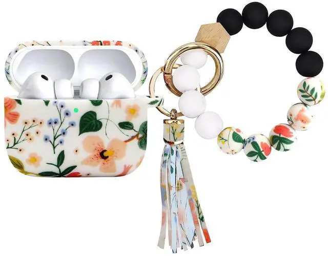 Main image of AirPods Pro 3 Case (2025), Shockproof Soft Silicone Case Cover Compatible with Apple Airpods Pro3 Case, Cute Skin Cover with Bracelet Lanyard and Keychain for Men and Women (Flower)