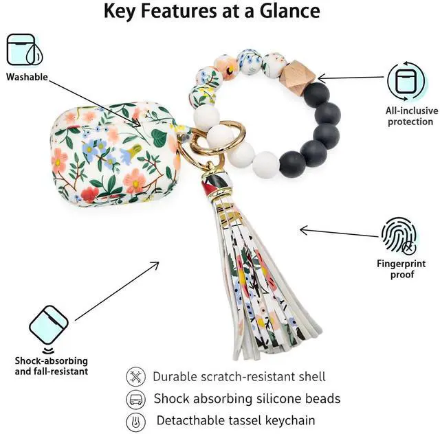 Alt view image 2 of 7 - AirPods Pro 3 Case (2025), Shockproof Soft Silicone Case Cover Compatible with Apple Airpods Pro3 Case, Cute Skin Cover with Bracelet Lanyard and Keychain for Men and Women (Flower)