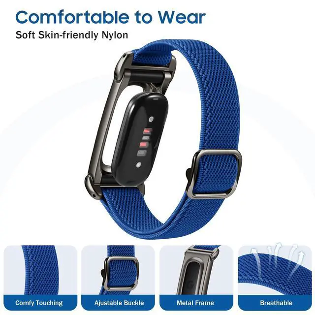 Alt view image 2 of 7 - Stretchy Band Compatible with Fitbit Air, Sport Loop Elastic Strap | Soft Stretchy Nylon Loop Band, Adjustable Replacement Strap, Breathable Wristband, Ultra-thin & Lightweight, for Women Men