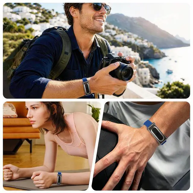 Alt view image 7 of 7 - Stretchy Band Compatible with Fitbit Air, Sport Loop Elastic Strap | Soft Stretchy Nylon Loop Band, Adjustable Replacement Strap, Breathable Wristband, Ultra-thin & Lightweight, for Women Men