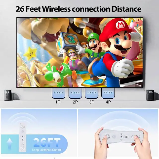 Alt view image 5 of 7 - Replacement Remote Control For Wii & Wii U, with Silicon Case and Nunchuck | White, Built-in 2 in 1 Motion Plus