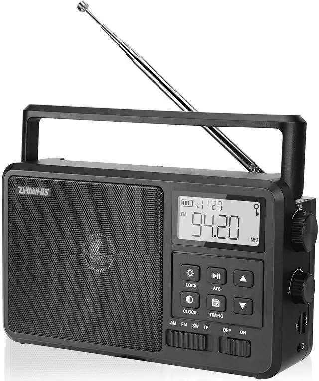 Main image of Shortwave Radio with Bluetooth, AM FM SW Portable Receiver by 4 AA Batteries, 4 inch Large Speaker/External Antenna Port/Presets/Start Timer/Sleep Timer, Support USB/Micro SD for Home ZWS-206
