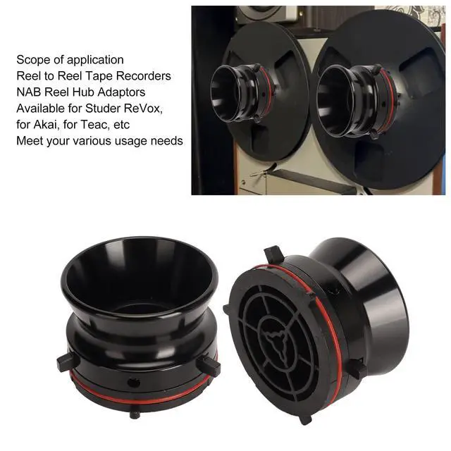 Alt view image 2 of 6 - Nab Reel Hub Adaptors for 10in Reel to Reel Tape Recorders, 1 Pair Aluminium Nab Hub Device for for Akai for TEAC, Universal Loading Device (Black)