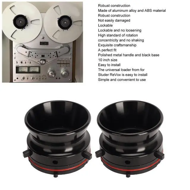 Alt view image 3 of 6 - Nab Reel Hub Adaptors for 10in Reel to Reel Tape Recorders, 1 Pair Aluminium Nab Hub Device for for Akai for TEAC, Universal Loading Device (Black)