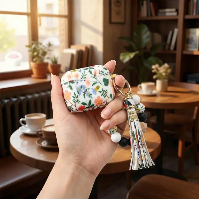 Alt view image 6 of 7 - AirPods Pro 3 Case (2025), Shockproof Soft Silicone Case Cover Compatible with Apple Airpods Pro3 Case, Cute Skin Cover with Bracelet Lanyard and Keychain for Men and Women (Flower)