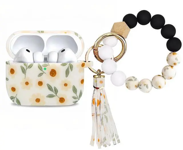 Main image of AirPods Pro 3 Case (2025), Shockproof Soft Silicone Case Cover Compatible with Apple Airpods Pro3 Case, Cute Skin Cover with Bracelet Lanyard and Keychain for Men and Women (Small Flowers)
