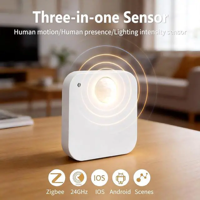 Alt view image 2 of 7 - Zigbee Wireless Human Presence Sensor, Smart mmWave Radar & PIR Motion Sensor, 6M Long Distance, 120° Large Angle for Indoor Home Security, Work with Tuya/Smartlife App, Zigbee Hub Required