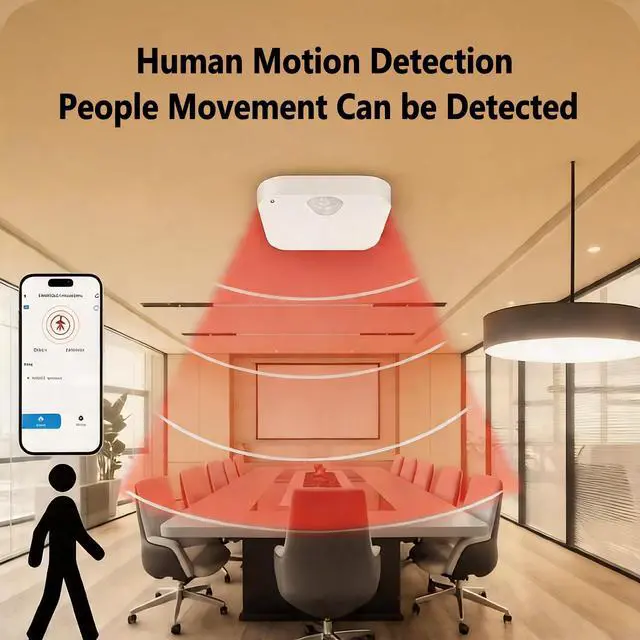 Alt view image 6 of 7 - Zigbee Wireless Human Presence Sensor, Smart mmWave Radar & PIR Motion Sensor, 6M Long Distance, 120° Large Angle for Indoor Home Security, Work with Tuya/Smartlife App, Zigbee Hub Required